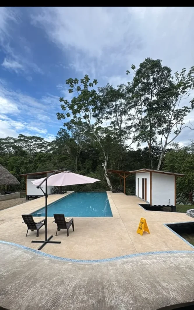 Swimming pool at Napo Amazon EcoLodge, surrounded by rainforest